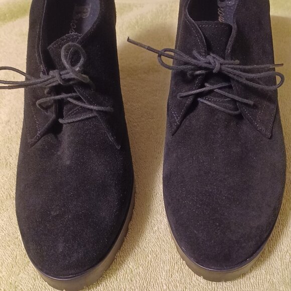 Browns, Black Suede, Lace-Up, Wedge Heel, Booties, Ladies Size 39 (or 8), Mint - Picture 1 of 4